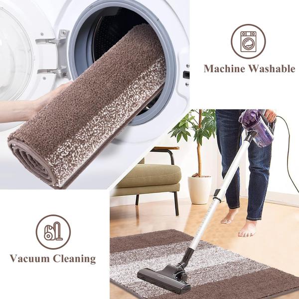 Imagem de Conjunto de tapetes de banheiro Vaukki Non Slip Shaggy Microfiber 3 peças