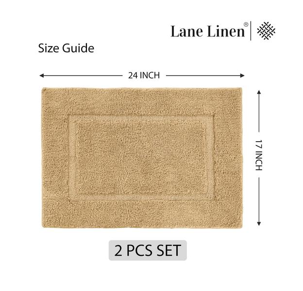 Imagem de Conjunto de tapetes de banho LANE LINEN, 2 peças, extra macio, absorvente, bege