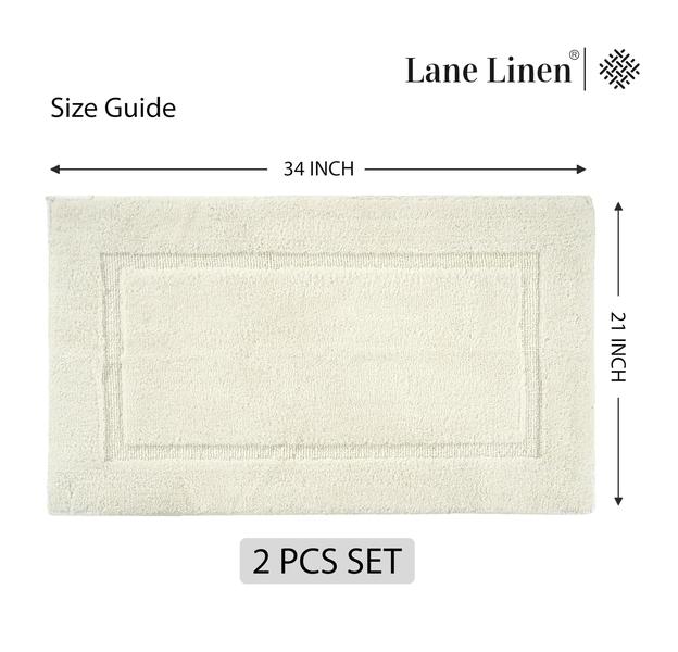 Imagem de Conjunto de tapetes de banho LANE LINEN, 2 peças, extra macio, absorvente, branco