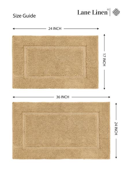 Imagem de Conjunto de tapetes de banho LANE LINEN Beige 2 peças de algodão 60x90cm/43x60cm