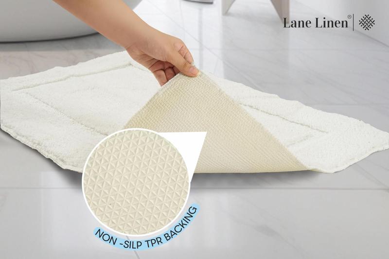 Imagem de Conjunto de tapetes de banho LANE LINEN White, 2 peças, absorvente, antiderrapante