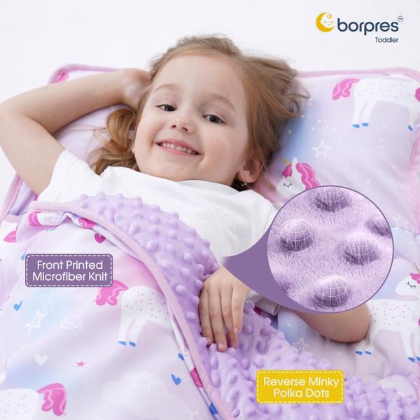 Imagem de Conjunto de tapetes de soneca BORPRES Purple Pink Unicorn para crianças pequenas