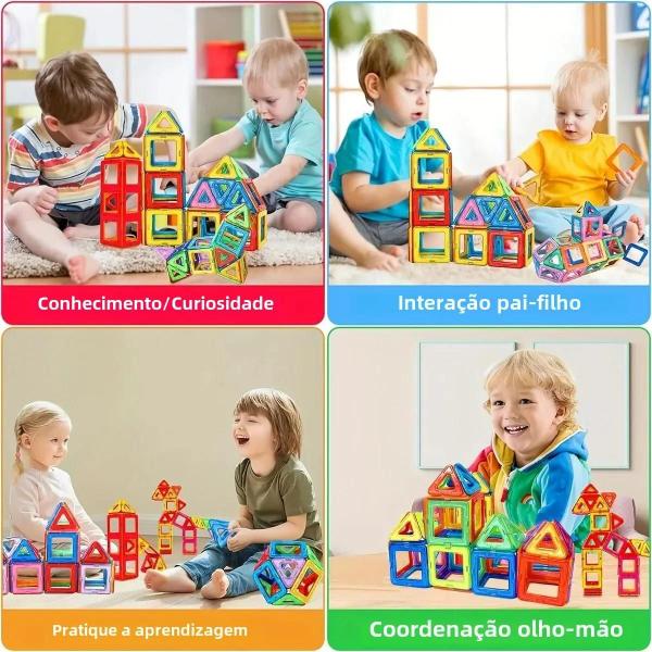 Imagem de Conjunto de Telhas Magnéticas para Construção - Brinquedo Educativo DIY para Crianças