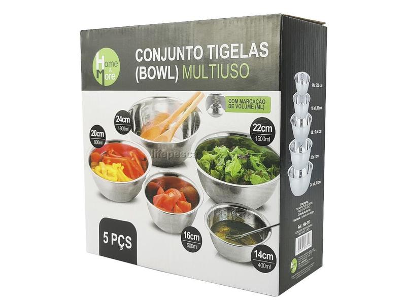 Imagem de Conjunto de Tigelas Bowls em Aço Inox - 5 Peças