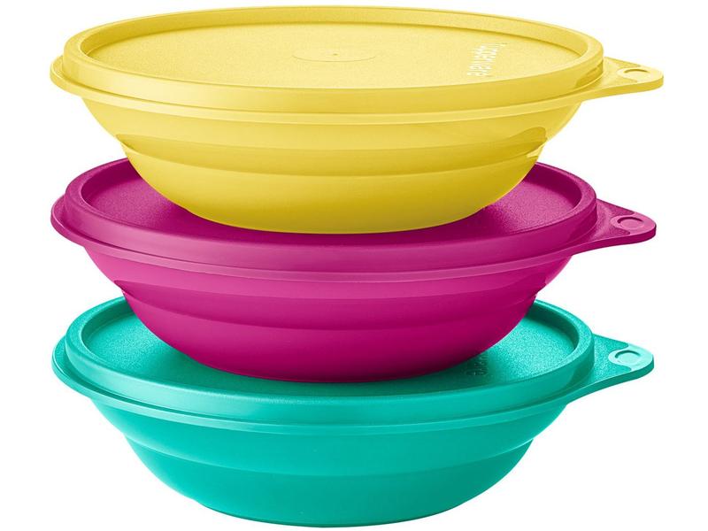 Conjunto de Tigelas de Plástico 3 Peças - Tupperware Pragela Colors Conjunto de Tigelas de Plástico 3 Peças - Tupperware Pragela Colors