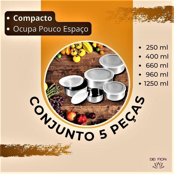 Imagem de Conjunto De Tigelas Em Aço Inox 5 Peças Com Tampa Prático