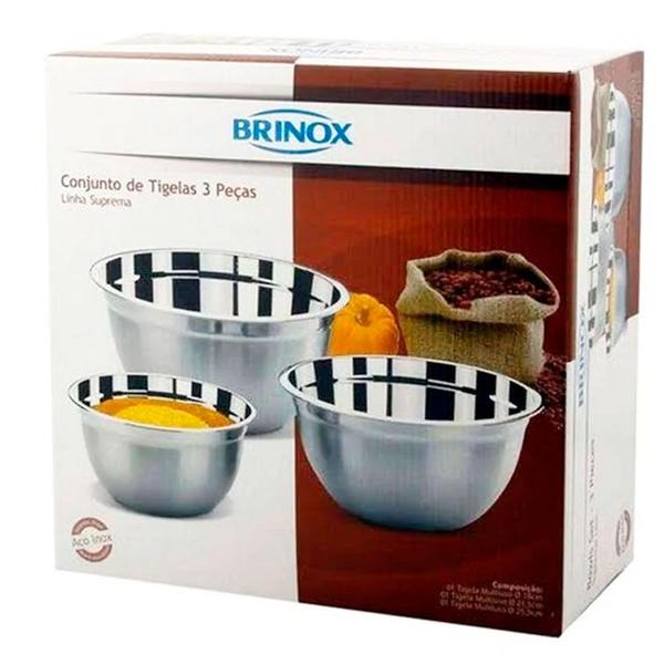 Imagem de Conjunto de Tigelas em Aço Inox Brinox Suprema - 3 Peças