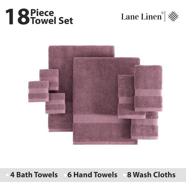 Imagem de Conjunto de toalhas de banho LANE LINEN 100% algodão 18 peças Wishful Mauve