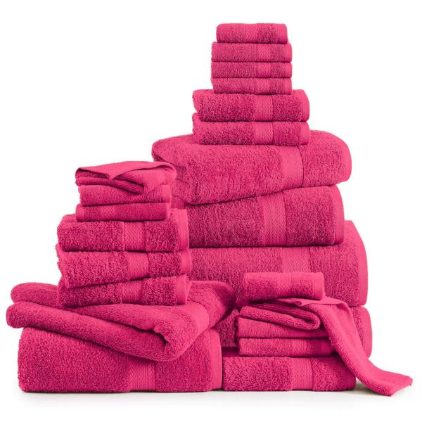 Imagem de Conjunto de toalhas de banho LANE LINEN 100% algodão 24 peças - Fuchsia