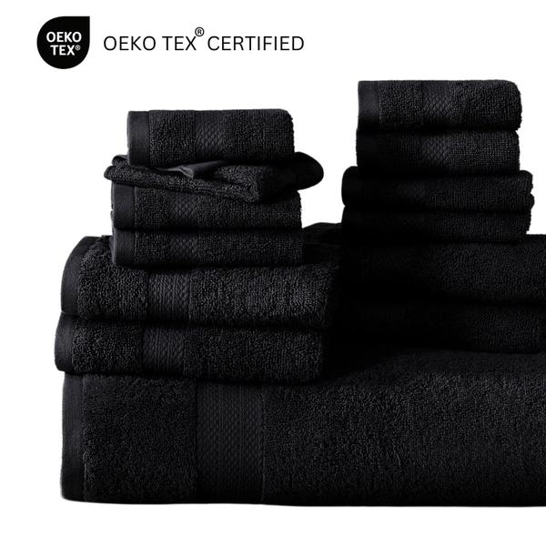 Imagem de Conjunto de toalhas de banho LANE LINEN 100% algodão 6 peças 600 GSM - preto