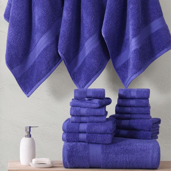 Imagem de Conjunto de toalhas de banho LANE LINEN 16 peças 100% algodão 600 g/m2 azul irlandês