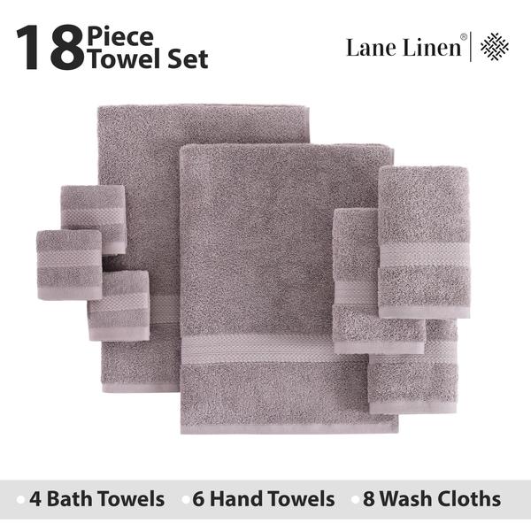 Imagem de Conjunto de toalhas de banho LANE LINEN 18 peças 100% algodão 550 g/m2 de platina