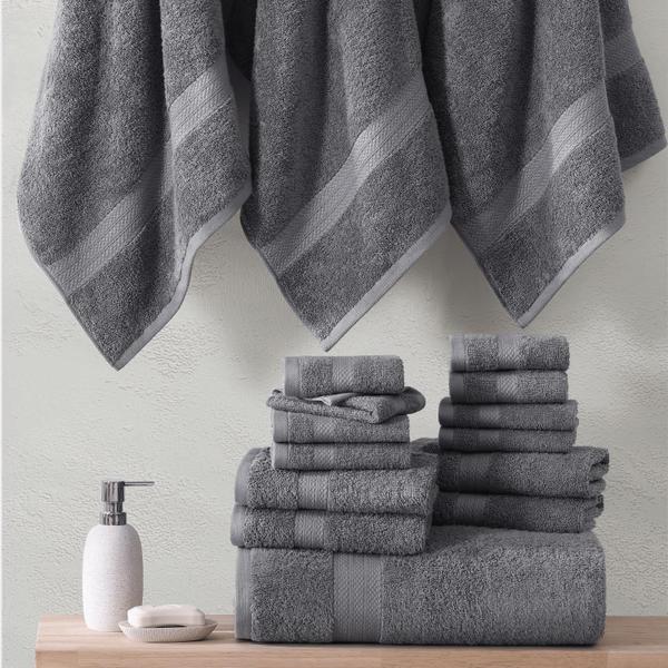 Imagem de Conjunto de toalhas de banho LANE LINEN 24 peças 100% algodão Cool Grey