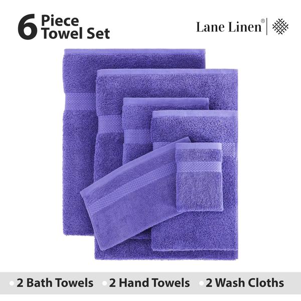 Imagem de Conjunto de Toalhas de Banho LANE LINEN 6 Peças - 100% Algodão 600g/m² - Azul Irlandês