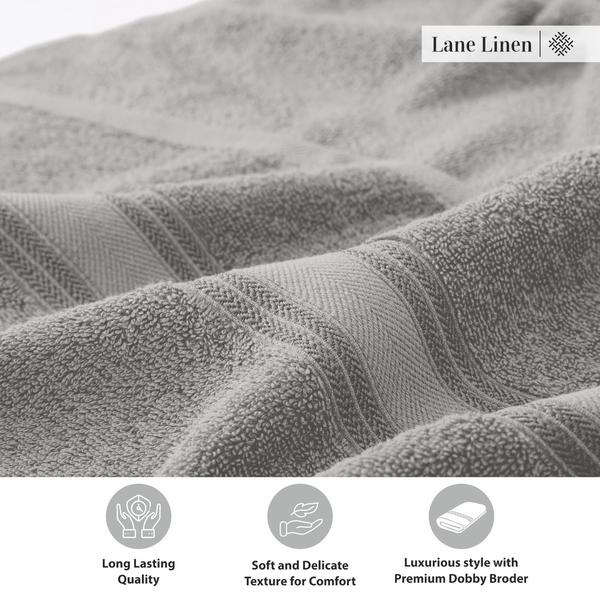 Imagem de Conjunto de toalhas de banho LANE LINEN Luxury 100% algodão 4 peças cinza 70x140cm