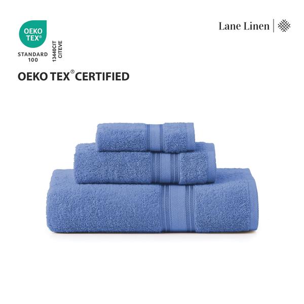 Imagem de Conjunto de toalhas de banho LANE LINEN Luxury 12 peças 100% algodão azul