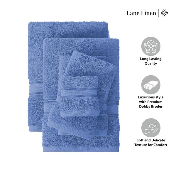 Imagem de Conjunto de toalhas de banho LANE LINEN Luxury 12 peças 100% algodão azul