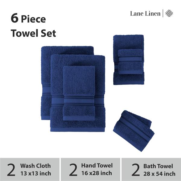 Imagem de Conjunto de toalhas de banho LANE LINEN Luxury 6 peças 100% algodão azul marinho