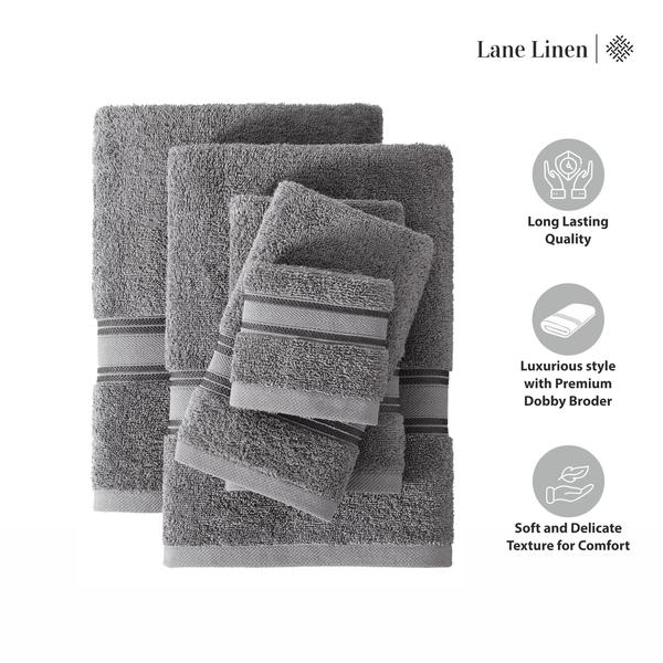 Imagem de Conjunto de toalhas de banho LANE LINEN Luxury 6 peças 100% algodão cinza