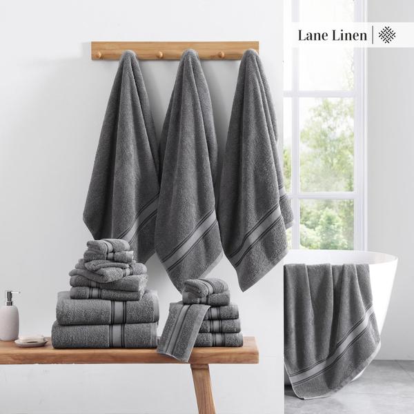 Imagem de Conjunto de toalhas de banho LANE LINEN Luxury 6 peças 100% algodão cinza