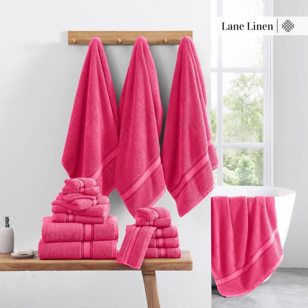 Imagem de Conjunto de toalhas de banho LANE LINEN Luxury 6 peças 100% algodão fúcsia