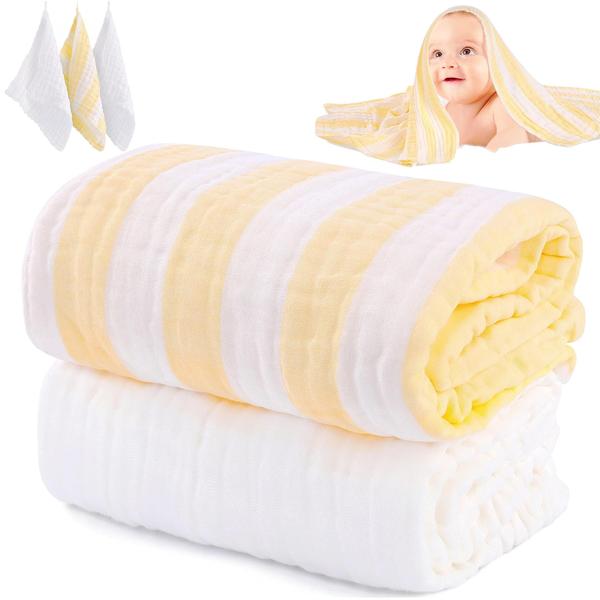 Imagem de Conjunto de Toalhas de Banho para Bebê HardNok Muslin - 2 Peças Grandes de Gaze 6 Camadas