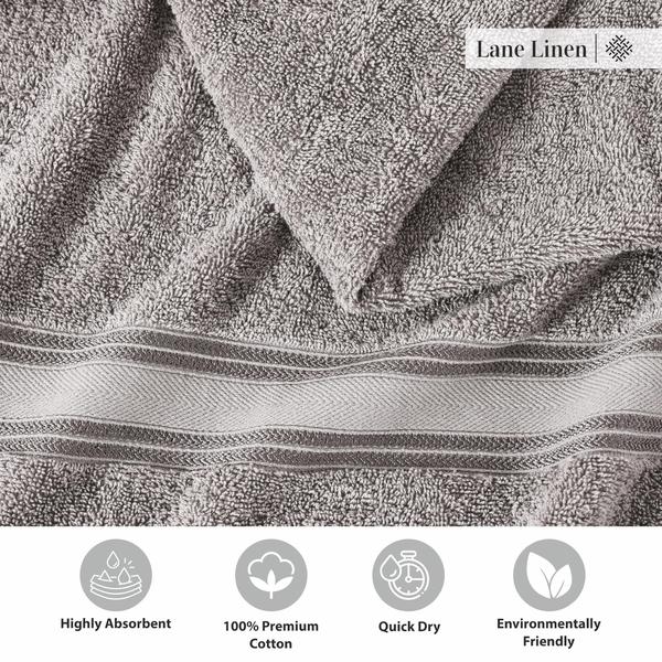 Imagem de Conjunto de toalhas LANE LINEN 100% algodão, conjunto de 18 peças, cinza