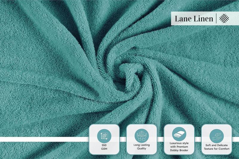 Imagem de Conjunto de toalhas LANE LINEN 24 peças 100% algodão Zero Twist Teal