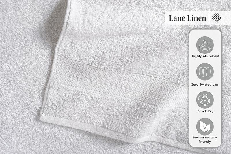 Imagem de Conjunto de toalhas LANE LINEN 24 peças 100% algodão Zero Twist White