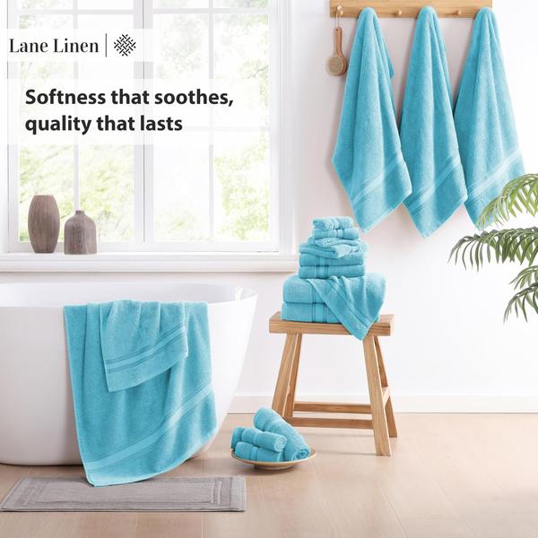 Conjunto de toalhas LANE LINEN Luxury de 18 peças de algodão sólido azul Imagem de Conjunto de toalhas LANE LINEN Luxury de 18 peças de algodão sólido azul