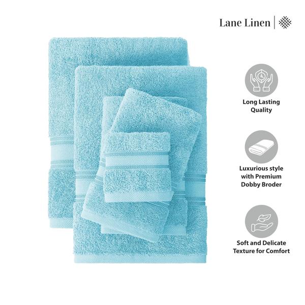 Conjunto de toalhas LANE LINEN Luxury de 18 peças de algodão sólido azul Imagem de Conjunto de toalhas LANE LINEN Luxury de 18 peças de algodão sólido azul
