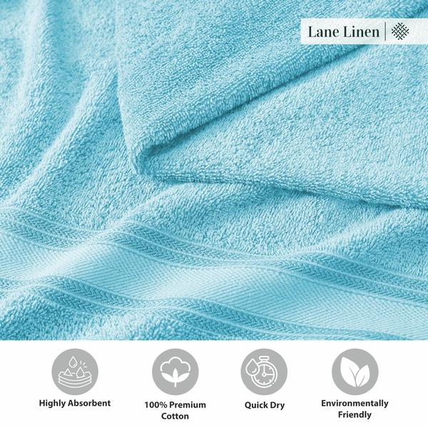 Conjunto de toalhas LANE LINEN Luxury de 18 peças de algodão sólido azul Imagem de Conjunto de toalhas LANE LINEN Luxury de 18 peças de algodão sólido azul