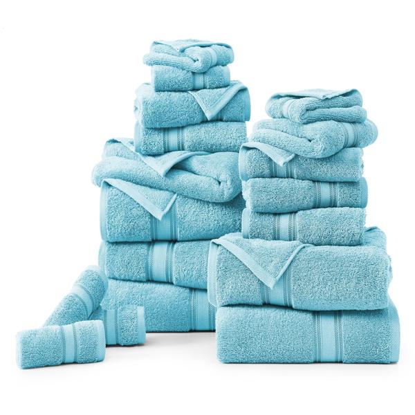 Conjunto de toalhas LANE LINEN Luxury de 18 peças de algodão sólido azul Imagem de Conjunto de toalhas LANE LINEN Luxury de 18 peças de algodão sólido azul