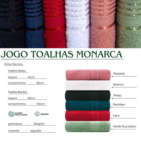 Conjunto de Toalhas Monarca - 4 Peças Elegantes em Algodão 340g/m² - Appel Imagem de Conjunto de Toalhas Monarca - 4 Peças Elegantes em Algodão 340g/m²