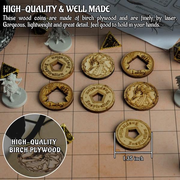 Imagem de Conjunto de tokens CZYY Laser Cut Wood, 15 unidades para D&D, Pathfinder