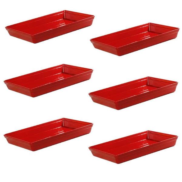 Imagem de Conjunto De Travessa Stillo Rasa Vemplast G 6 Peças Vermelho