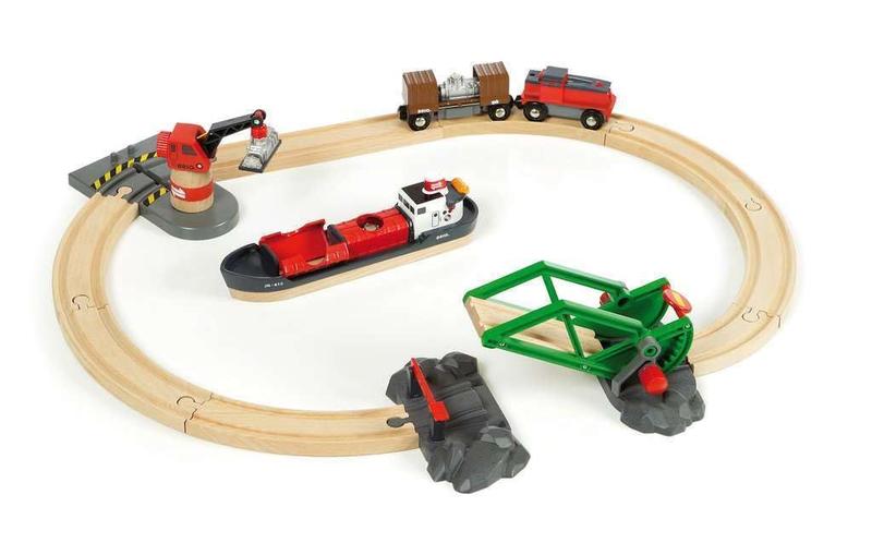 Imagem de Conjunto de trem BRIO World Cargo Harbor 33061 16 peças de mais de 3 anos