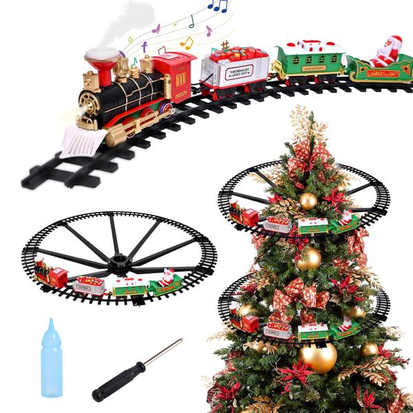 Imagem de Conjunto de trem de Natal Bextcery com luz, som e fumaça para crianças