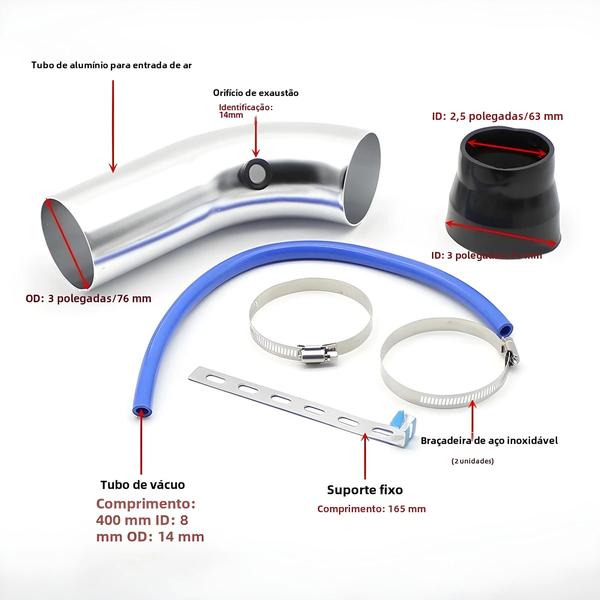 Imagem de Conjunto de Tubos de Entrada de Filtro de Ar com Cabeça de Cogumelo em Liga de Alumínio