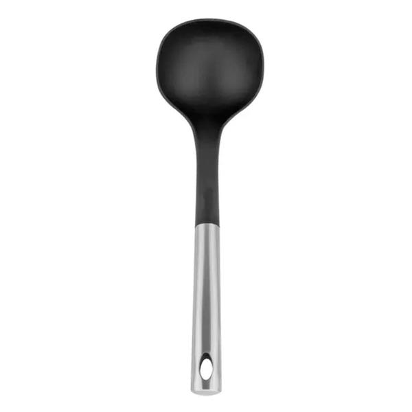 Imagem de Conjunto De Utensilio De Silicone Para Cozinha 4Pçs Cabo De Aço Inox - Preto - Uny Gift