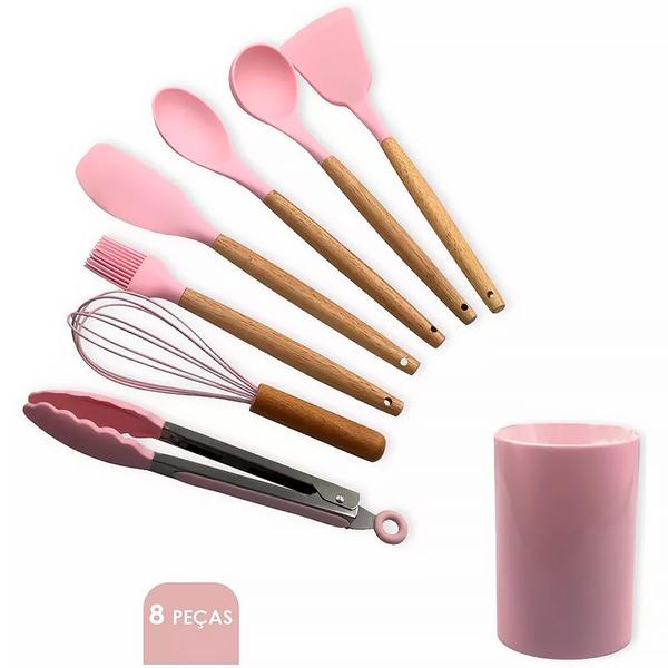 Imagem de Conjunto de Utensílios de Cozinha 8 pçs Rosa - HC8429151 - Fratelli