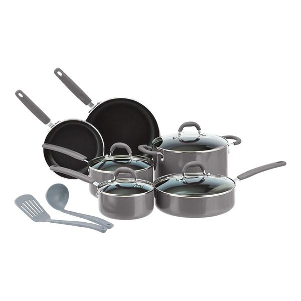 Imagem de Conjunto de utensílios de cozinha Amazon Basics Ceramic Antiaderente, 12 peças, cinza