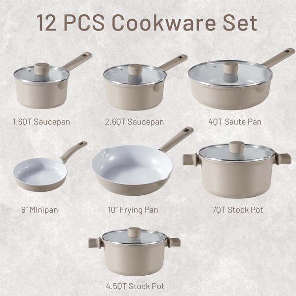 Imagem de Conjunto de utensílios de cozinha CAROTE Ceramic de 12 peças de indução antiaderente