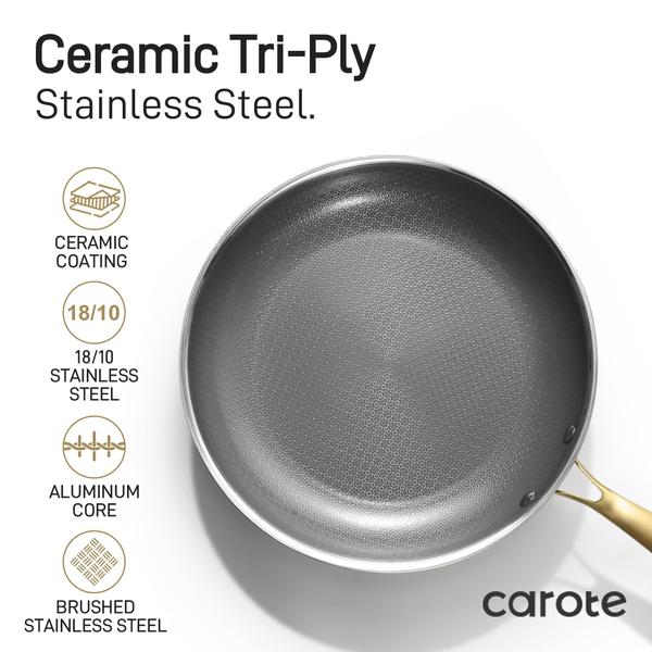 Imagem de Conjunto de utensílios de cozinha CAROTE Ceramic Tri-Ply Stainless Steel 10 unidades