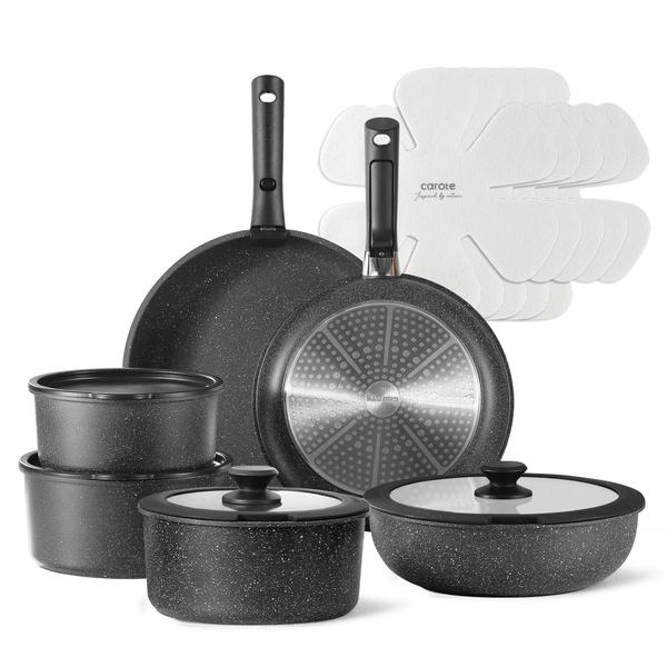 Imagem de Conjunto de Utensílios de Cozinha CAROTE Midnight Black 17 Peças - Antiaderente com Alça