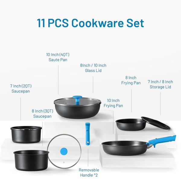 Imagem de Conjunto de utensílios de cozinha CAROTE Non Stick, 11 unidades, forno e geladeira, indução