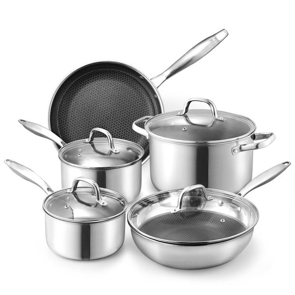 Imagem de Conjunto de utensílios de cozinha CAROTE Tri-Ply de aço inoxidável antiaderente 9 unidades