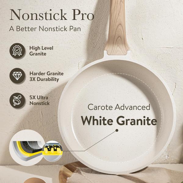 Imagem de Conjunto de Utensílios de Cozinha CAROTE White Granite Antiaderente - 19 Peças - Indução