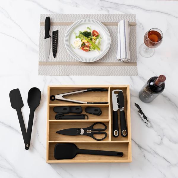 Imagem de Conjunto de utensílios de cozinha COOK WITH COLOR Bamboo 18 peças com organizador