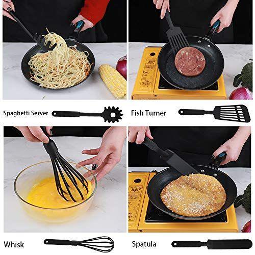 Imagem de Conjunto de utensílios de cozinha de 11 Pcs, conjunto de utensílios de nylon, utensílios de cozinha antiaderente Definir 410F resistente ao calor, ferramentas de acessórios de gadgets de cozinha para panelas (BPA Free)